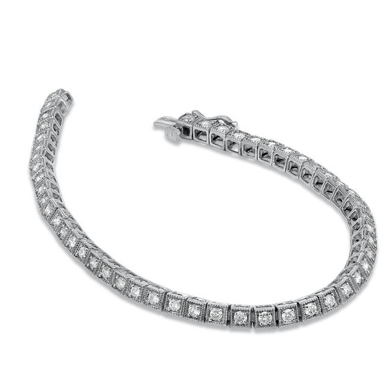 2 CT. T.w. Diamond Square Bracelet in 10K White Gold - 7.25"