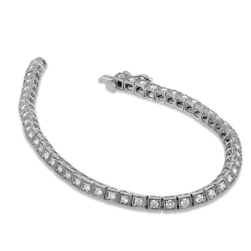 Main Image 2 of 2 CT. T.W. Diamond Square Bracelet in 10K White Gold - 7.25"
