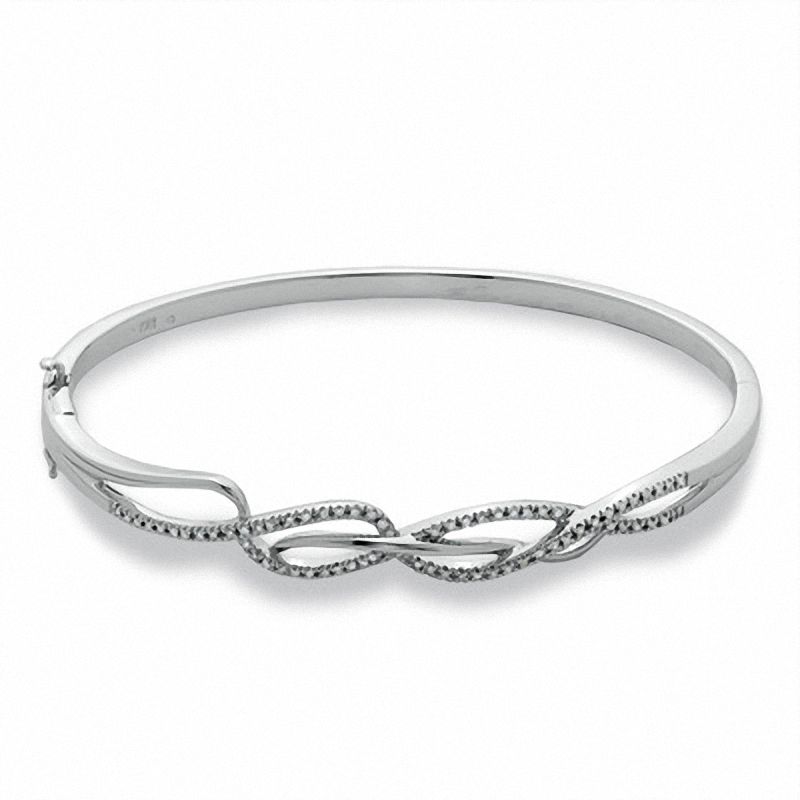 Main Image 1 of 1/4 CT. T.W. Diamond Raindrop Bangle in Sterling Silver