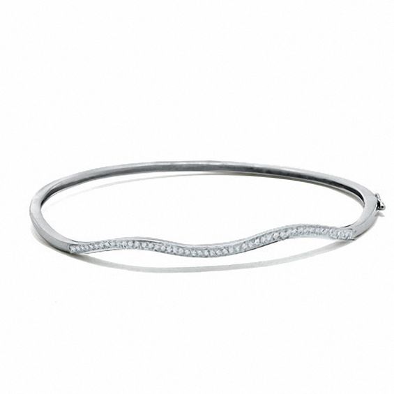 1/7 CT. T.w. Diamond Wavy Bangle in Sterling Silver