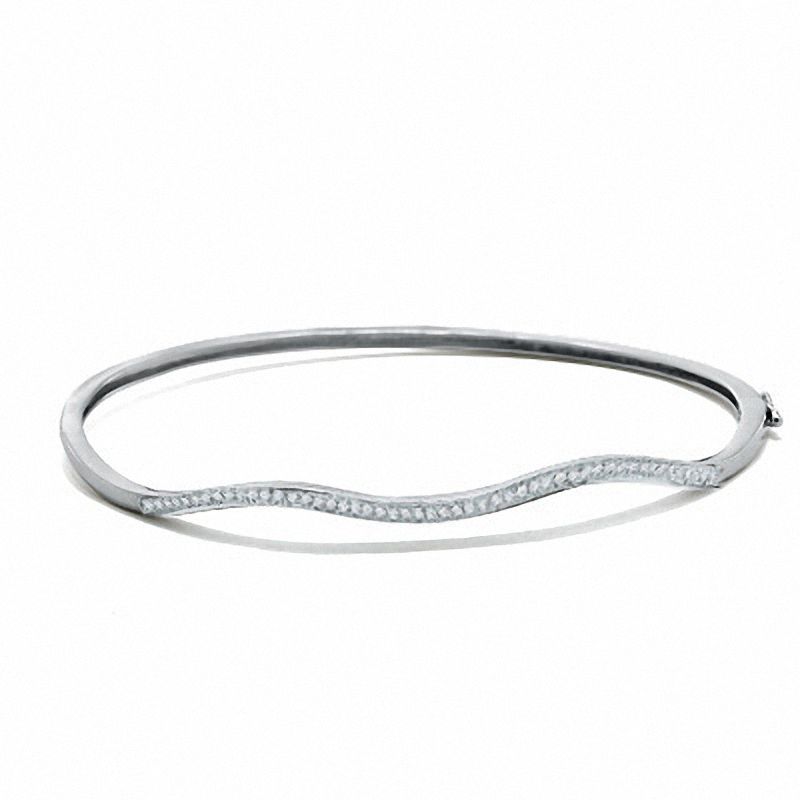 Main Image 1 of 1/7 CT. T.W. Diamond Wavy Bangle in Sterling Silver