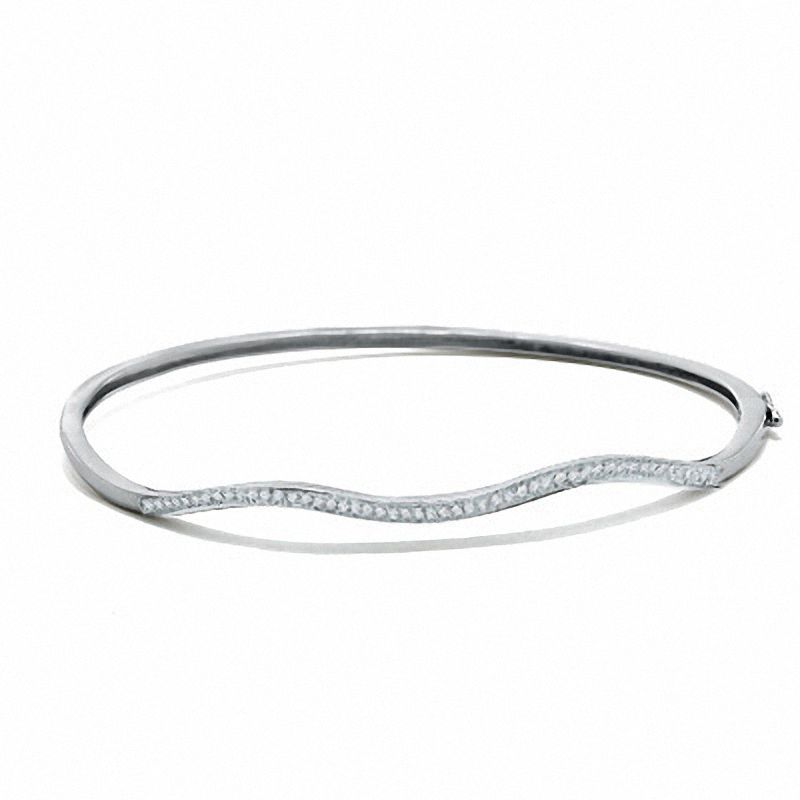 1/7 CT. T.W. Diamond Wavy Bangle in Sterling Silver