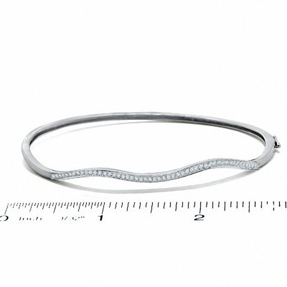 1/7 CT. T.w. Diamond Wavy Bangle in Sterling Silver