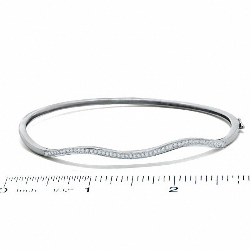 Main Image 2 of 1/7 CT. T.W. Diamond Wavy Bangle in Sterling Silver