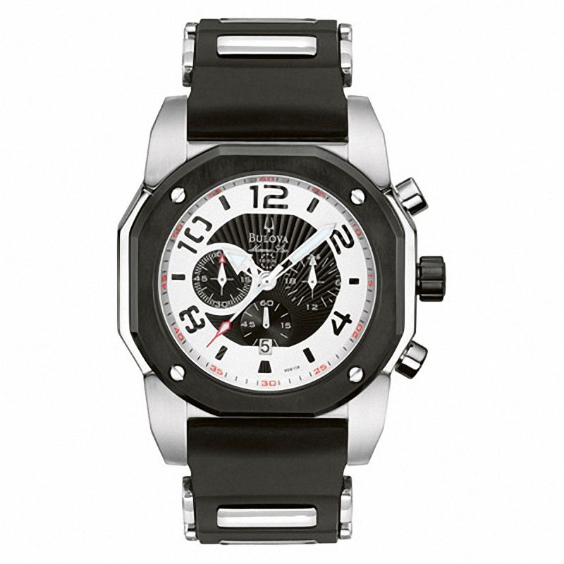 Main Image 1 of Men's Bulova Marine Star Chronograph Strap Watch with Black Dial (Model: 98B139)
