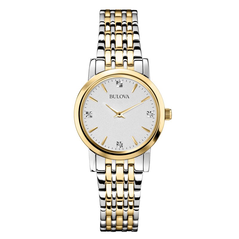 Main Image 1 of Ladies' Bulova Diamond Accent Two-Tone Watch with Silver-Tone Dial (Model: 98P115)