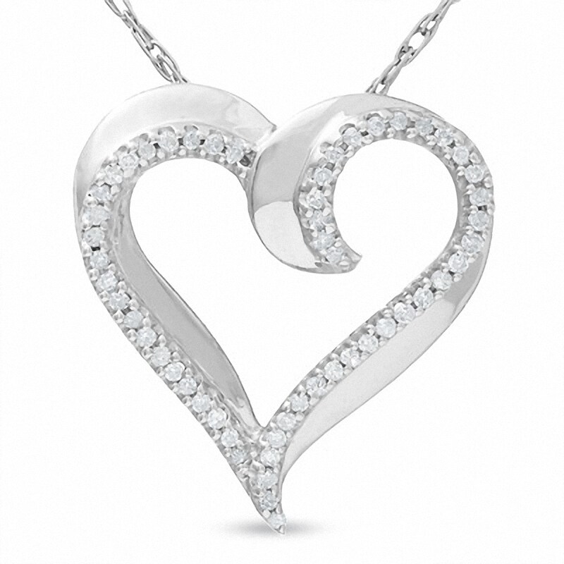Main Image 1 of 1/6 C.T. T.W. Diamond Heart Pendant in Sterling Silver