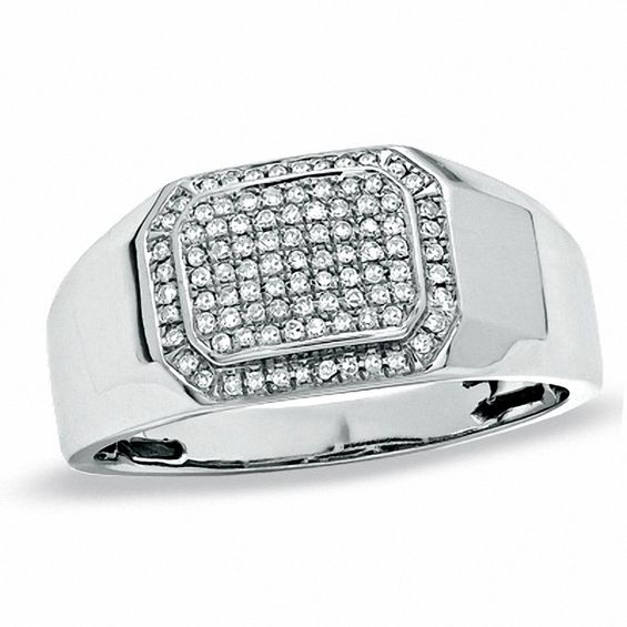 Men's 1/4 CT. T.W. Pavé Diamond Band in 10K White Gold | Zales