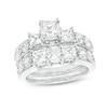 Thumbnail Image 1 of 3 CT. T.W. Princess-Cut Diamond Three Stone Bridal Set in 14K White Gold