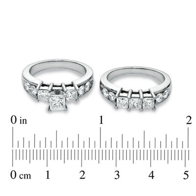 Diamond 3-Stone Engagement Ring 1-1/4 ct tw Princess/Round 14K White Gold |  Jared