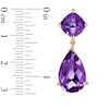 Thumbnail Image 1 of Pear and Cushion-Cut Amethyst Drop Earrings in 10K Gold