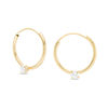 Thumbnail Image 1 of Child's Cubic Zirconia Solitaire Hoop Earrings in 14K Gold