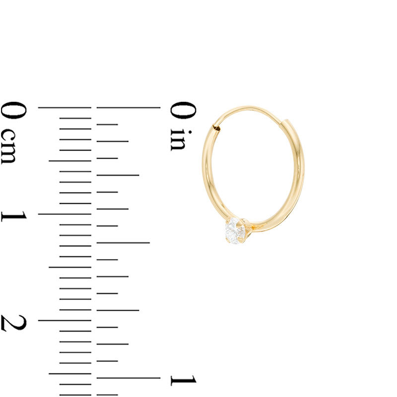 Main Image 2 of Child's Cubic Zirconia Solitaire Hoop Earrings in 14K Gold