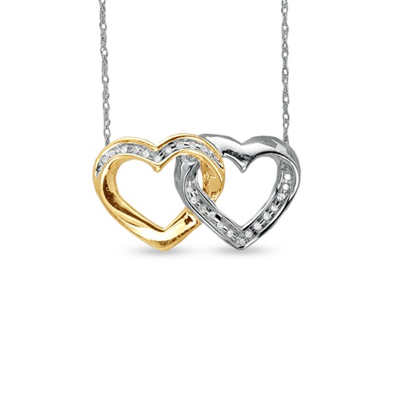 Diamond Accent Intertwined Heart Pendant in 10K Two-Tone Gold