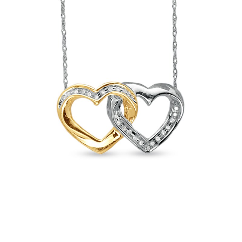 Main Image 1 of Diamond Accent Intertwined Heart Pendant in 10K Two-Tone Gold