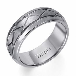 Triton 8.0mm Geometric-Style Wedding Band in Tungsten