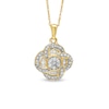 Thumbnail Image 1 of 1/3 CT. T.W. Baguette and Round Diamond Flower Petal Pendant in 10K Gold