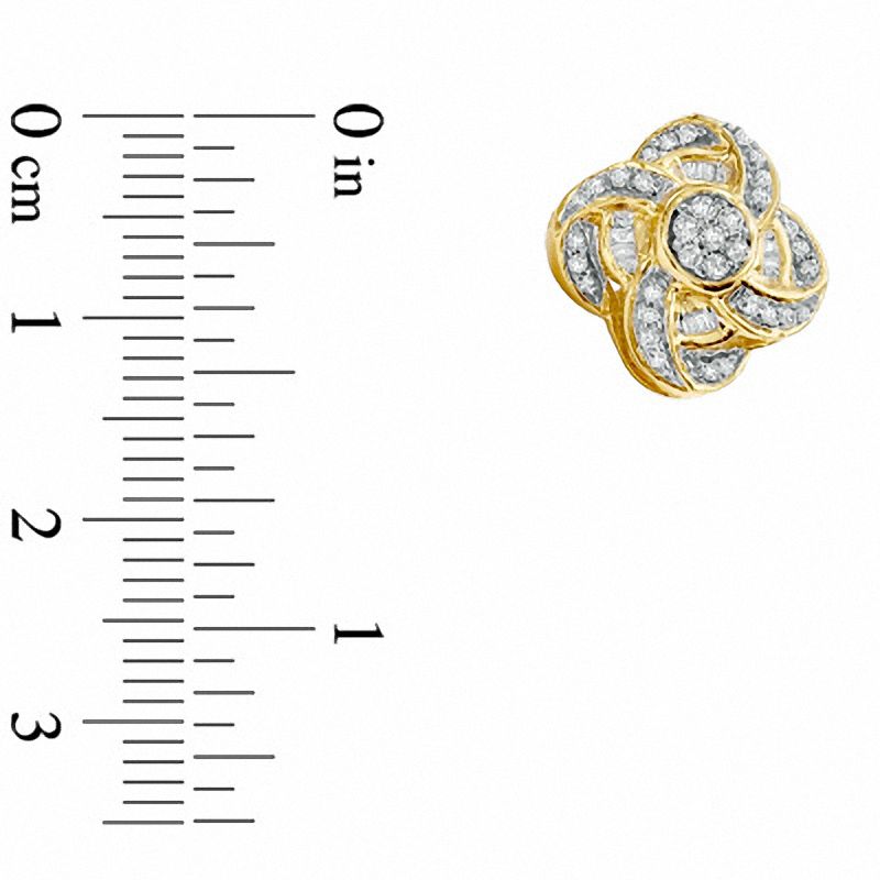 Main Image 2 of 1/3 CT. T.W. Diamond Flower Petal Earrings in 10K Gold
