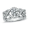 Thumbnail Image 1 of 1 CT. T.W. Diamond Open Crisscross Flower Ring in 10K White Gold