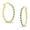 Thumbnail Image 0 of Emerald Fascination™ and Diamond Fascination™ Alternating Small Hoops in Sterling Silver with 18K Gold Plating