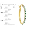 Thumbnail Image 1 of Emerald Fascination™ and Diamond Fascination™ Alternating Small Hoops in Sterling Silver with 18K Gold Plating