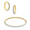 Thumbnail Image 1 of Emerald Fascination™ and Diamond Fascination™ Hoop and Bangle Set in Sterling Silver with 18K Gold Plating