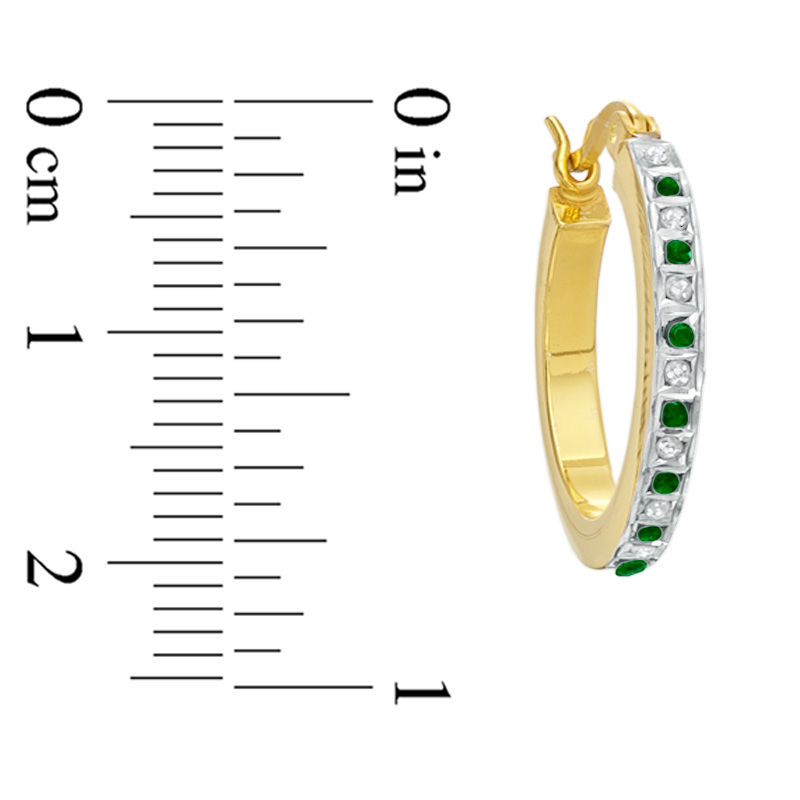 Main Image 2 of Emerald Fascination™ and Diamond Fascination™ Hoop and Bangle Set in Sterling Silver with 18K Gold Plating