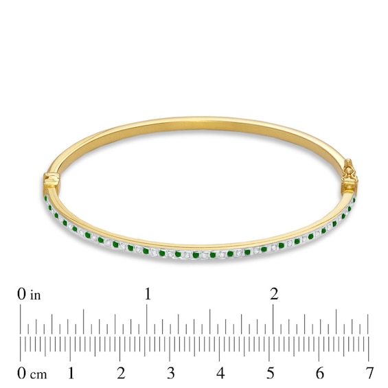 Emerald Fascination™ and Diamond Fascination™ Hoop and Bangle Set in Sterling Silver with 18K Gold Plating