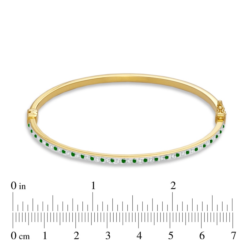 Main Image 3 of Emerald Fascination™ and Diamond Fascination™ Hoop and Bangle Set in Sterling Silver with 18K Gold Plating