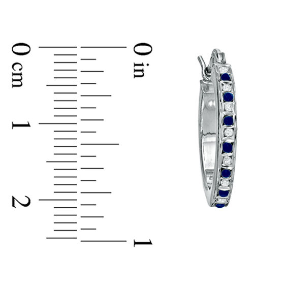 Sapphire Fascination™ and Diamond Fascination™ Hoop and Bangle Set in Sterling Silver with Platinum Plating Sapphire Fascination™ and Diamond Fascination™ Hoop and Bangle Set in Sterling Silver with Platinum Plating