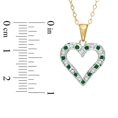 Emerald Gemstone Fascination And Diamond Fascination Heart Pendant In Sterling Silver With 18k Gold Plating Zales