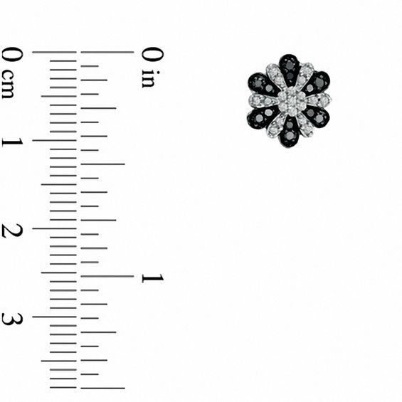 1/3 CT. T.w. Enhanced Black and White Diamond Daisy Earrings in 10K White Gold