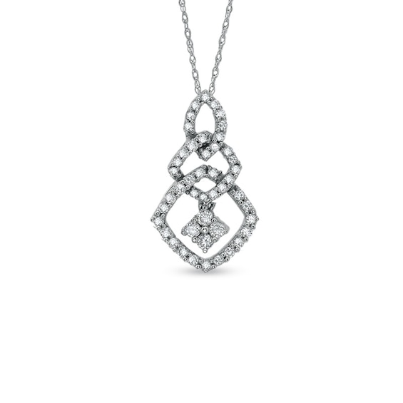 1/2 CT. T.w. Diamond Triple Square Pendant in 10K White Gold