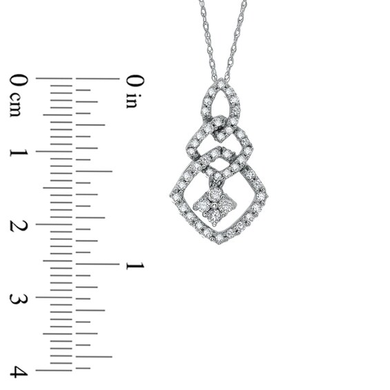 1/2 CT. T.w. Diamond Triple Square Pendant in 10K White Gold