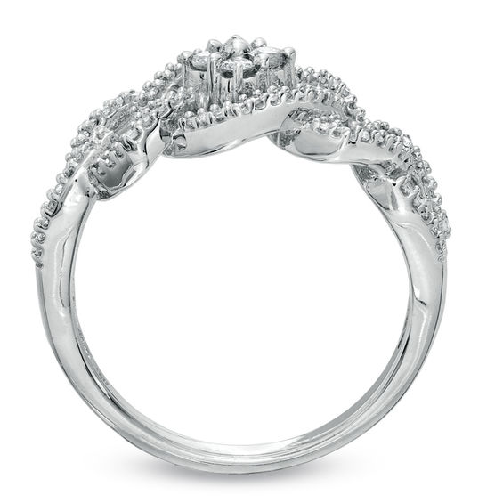 1/3 CT. T.w. Diamond Triple Square Ring in 10K White Gold
