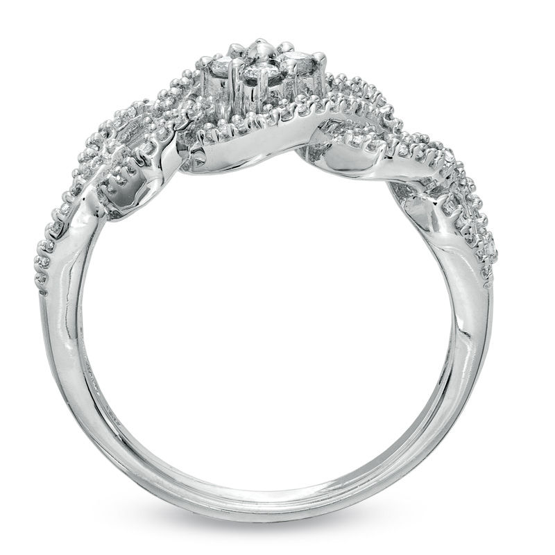 Main Image 2 of 1/3 CT. T.W. Diamond Triple Square Ring in 10K White Gold