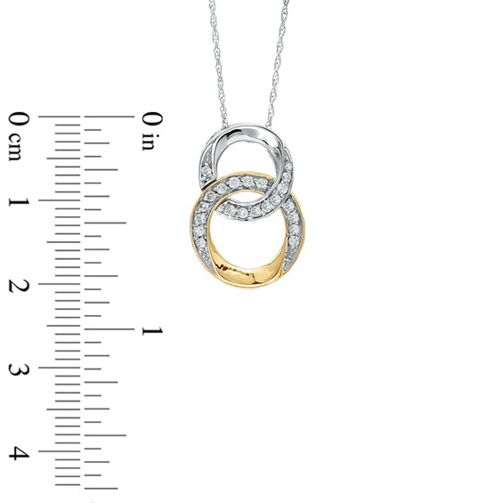 1/5 CT. T.w. Diamond Double Circle Pendant in 10K Two-Tone Gold