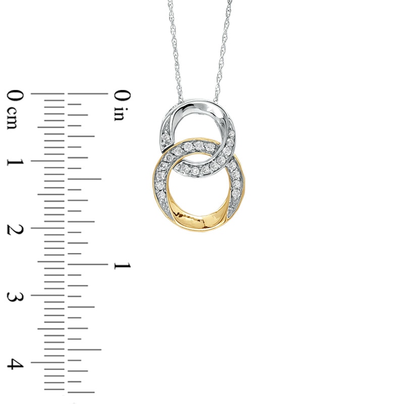 Main Image 2 of 1/5 CT. T.W. Diamond Double Circle Pendant in 10K Two-Tone Gold
