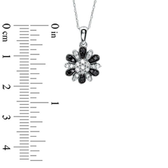 1/3 CT. T.w. Enhanced Black and White Diamond Daisy Pendant in 10K White Gold