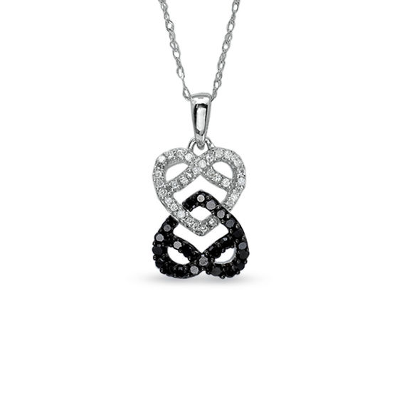 1/3 CT. T.w. Enhanced Black and White Diamond Double Pretzel in 10K White Gold