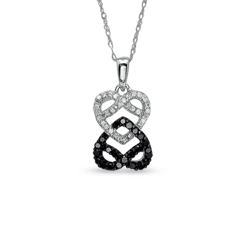 Main Image 1 of 1/3 CT. T.W. Enhanced Black and White Diamond Double Pretzel in 10K White Gold