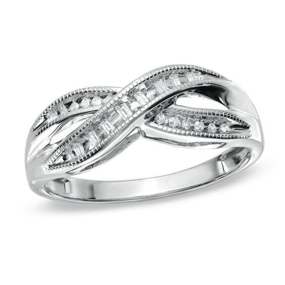 Diamond Accent Twist Ring in 10K White Gold