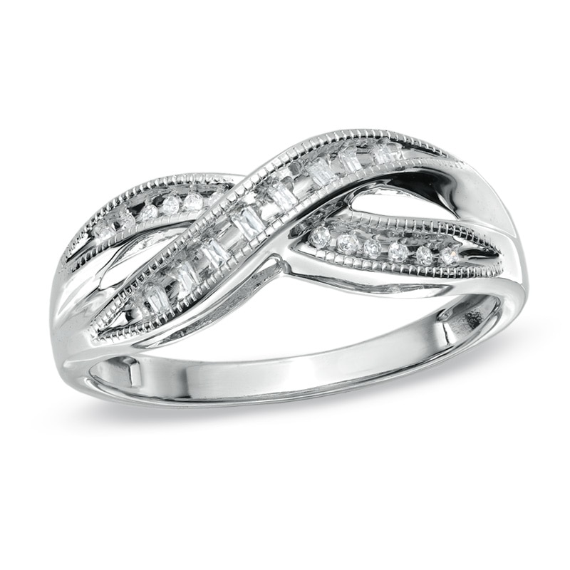 Main Image 1 of Diamond Accent Twist Ring in 10K White Gold