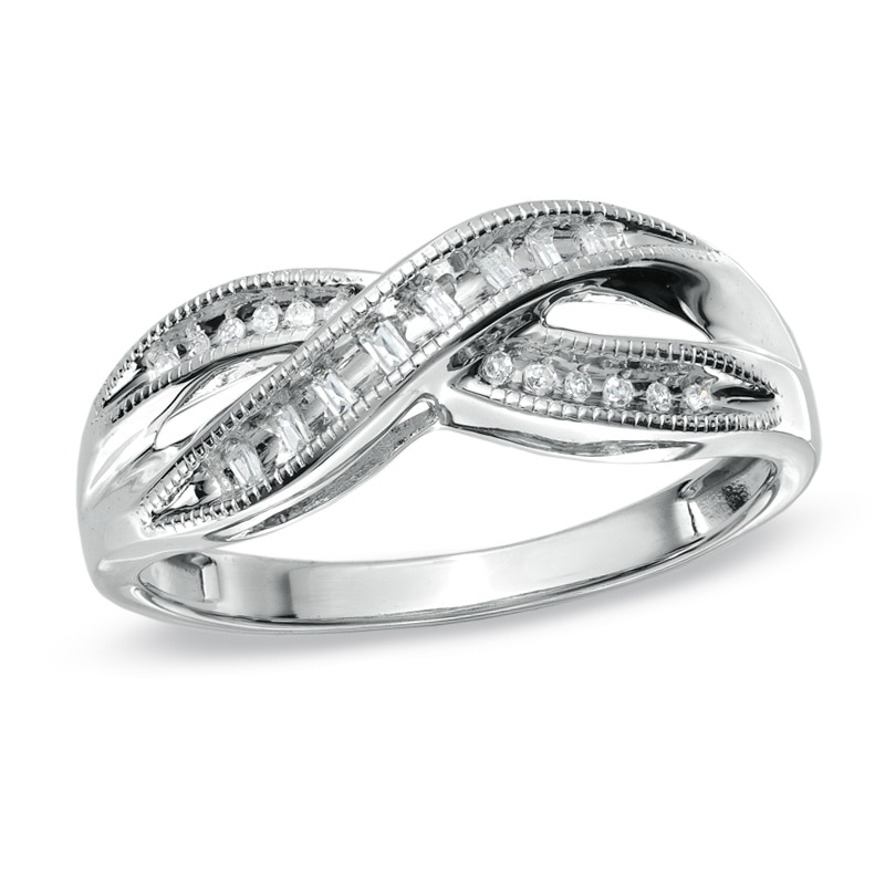 Diamond Accent Twist Ring in 10K White Gold