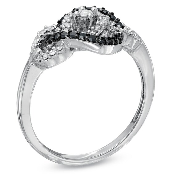 1/3 CT. T.w. Enhanced Black and White Diamond Fashion Ring in 10K White Gold