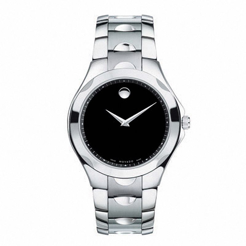 Men's Movado Luno Stainless Steel Watch with Black Dial (Model: 0606378)