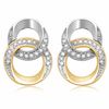 Thumbnail Image 1 of 1/5 CT. T.W. Diamond Double Circle Drop Earrings in 10K Two-Toned Gold