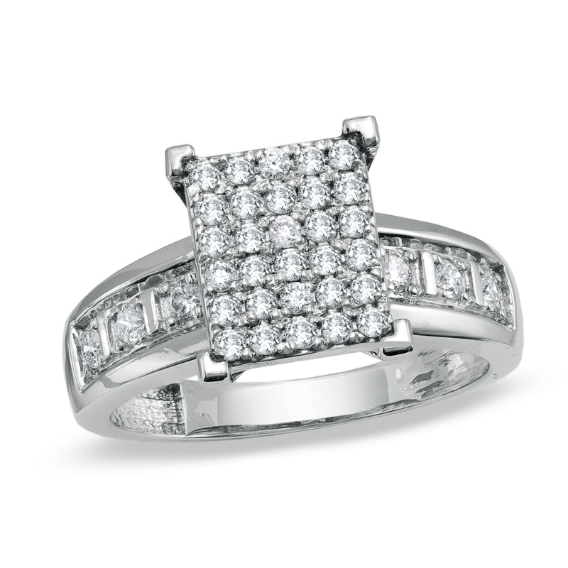 1/2 CT. T.W. Diamond Composite Rectangle Engagement Ring in 10K White Gold