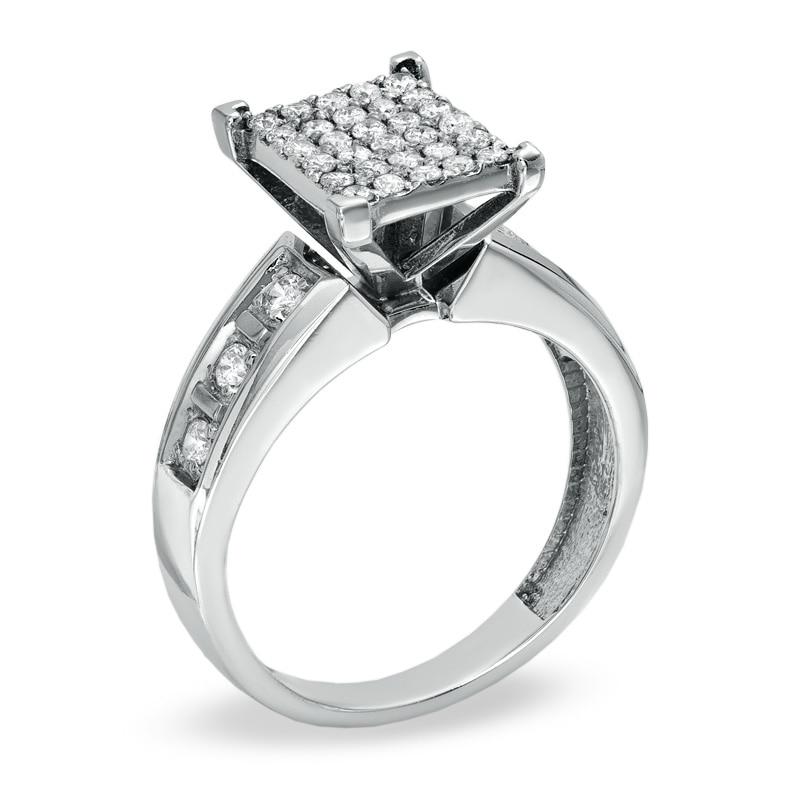 1/2 CT. T.W. Diamond Composite Rectangle Engagement Ring in 10K White Gold