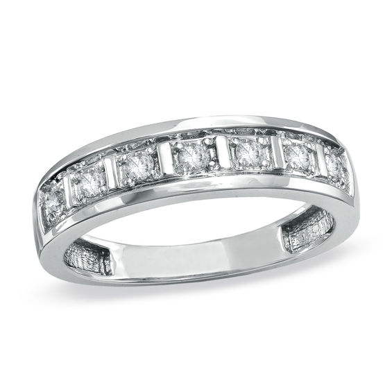 Las 1 6 Ct T W Diamond Wedding Band In 10k White Gold T W Diamond Wedding Band In 10k White Gold
